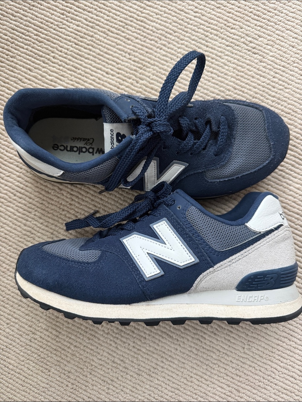 New Balance Men's Navy and White 574 Retro Sneakers